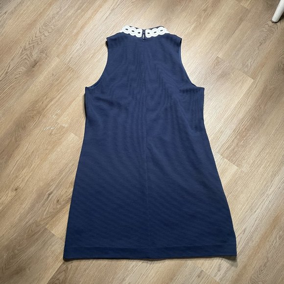 Lilly Pulitzer Callista Shift Dress XL true navy blue white mini high collar zip - Picture 12 of 13